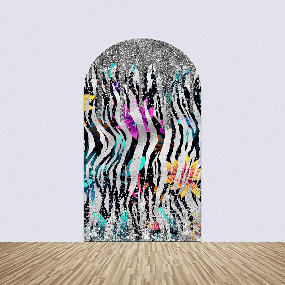 Kit de Toile de fond Arch Personnalisable Danse Fleurs Pailletées et Rayures BRP4-195