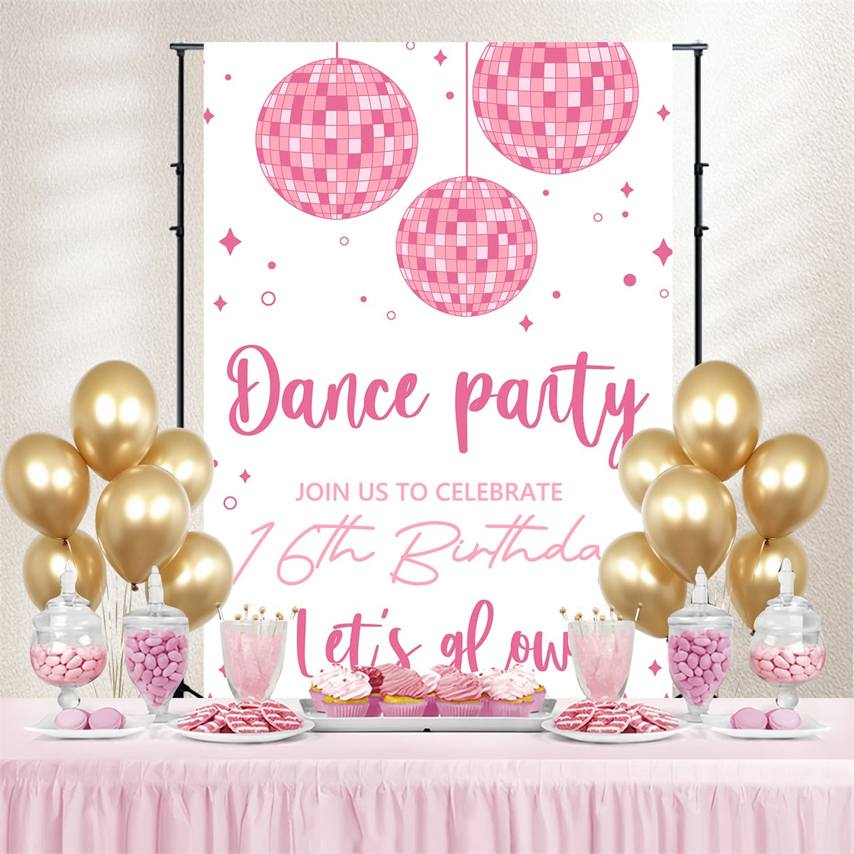 Toile de fond Danse Personnalisable Idées Doux Rose Thème Anniversaire BRP4-228