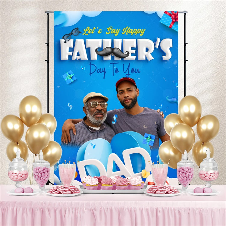 Toile de fond Fête des Pères Cadeau Bleu Célébration Personnalisée BRP4-95