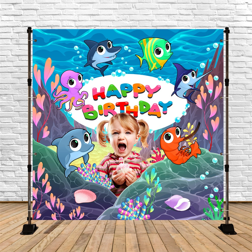 Toile de fond Deco Anniversaire Personnalisé Aventure Océan Dessin Animé BRP5-131