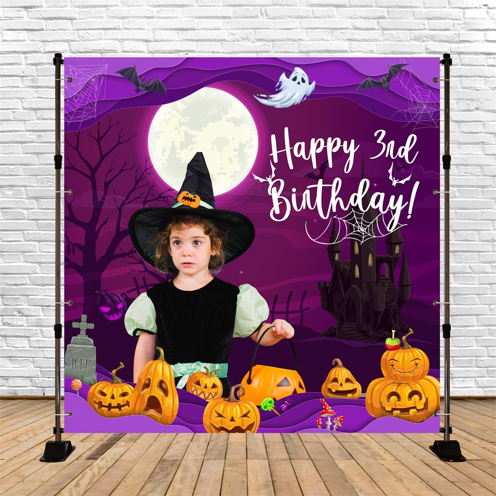 Toile de fond Photo Anniversaire Personnalisable Halloween,Anniversaire Halloween au Clair de Lune 3e BRP5-133