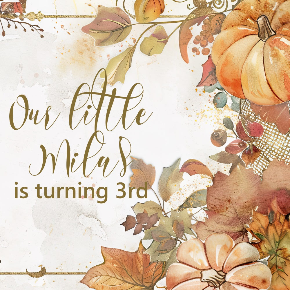 Toile de fond Anniversaire Personnalisé Récolte d’Automne Rustique 3e BRP5-145