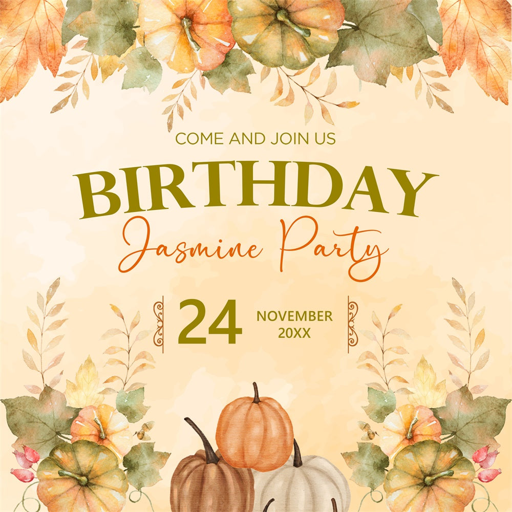 Toile de fond Deco Anniversaire Personnalisé Fête Citrouilles d’Automne BRP5-146