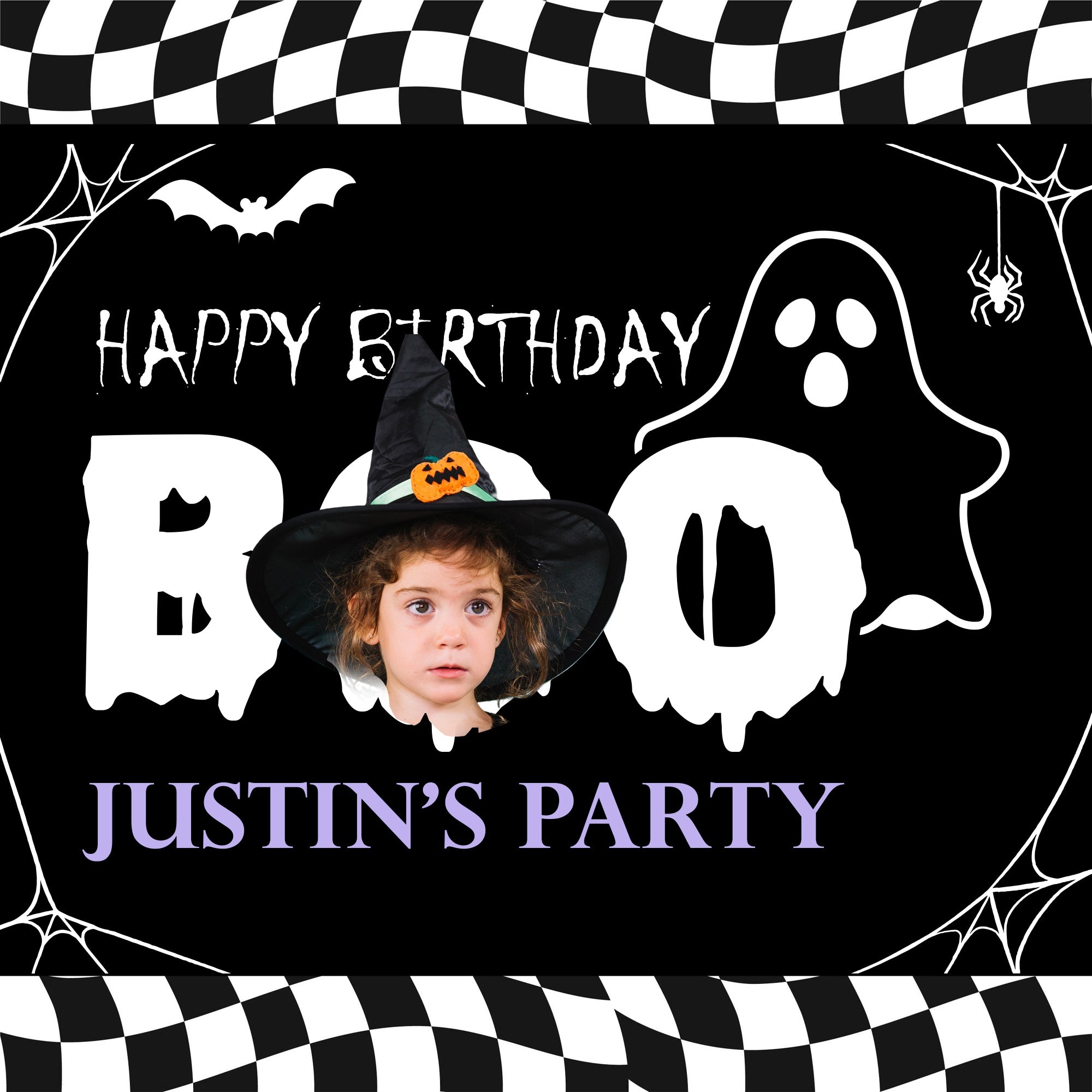 Toile de fond Anniversaire Personnalisable Halloween,Anniversaire Halloween Amusant et Effrayant BRP5-147
