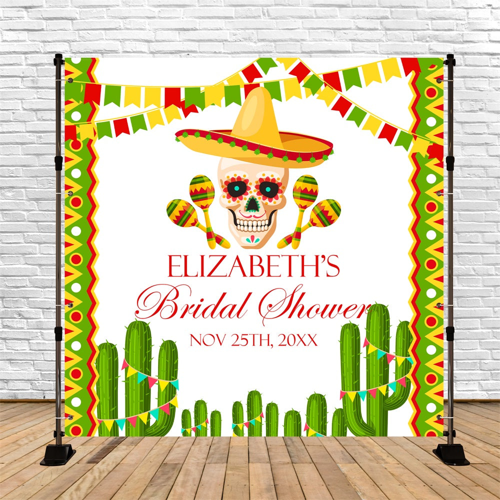 Toile de fond Bridal Shower Personnalisable Fiesta Lumineuse Cactus BRP5-161