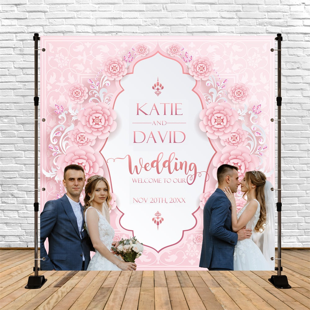 Toile de fond Mariage Élégante Personnalisée Motif Floral Romantique BRP5-176