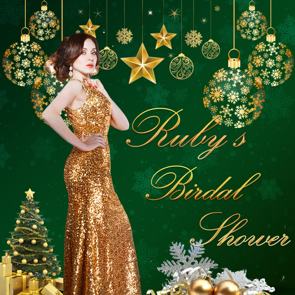 Toile de fond Bridal Shower Idées Personnalisable Sapin de Noël Vert BRP5-200