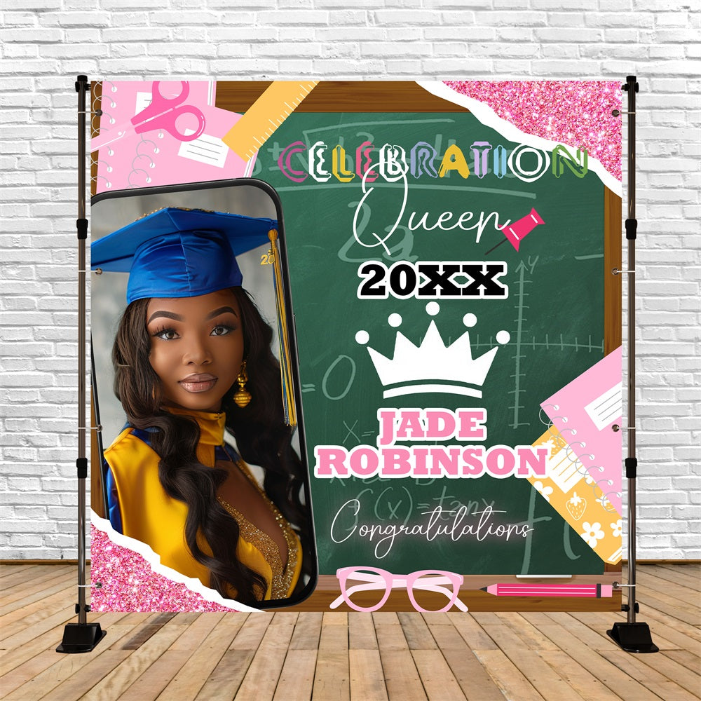 Toile de Fond Photo de Graduation Tableau Couronne Dessin Animé Personnalisée BRP5-238
