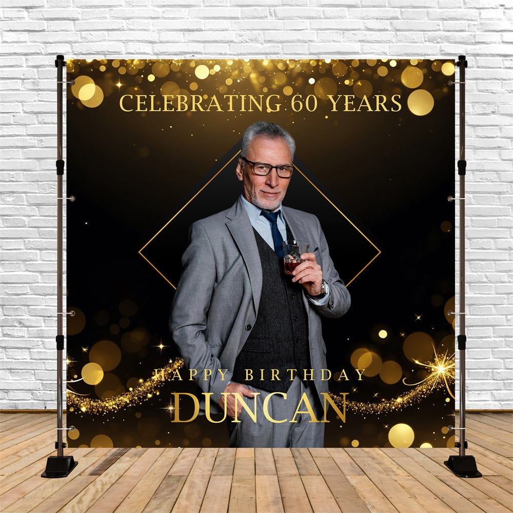 Toile de fond Anniversaire Personnalisable Élégance Scintillante 60e BRP5-82