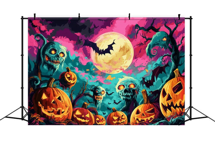 Toile de fond Halloween Champ de Citrouilles Cauchemar BRP57-102