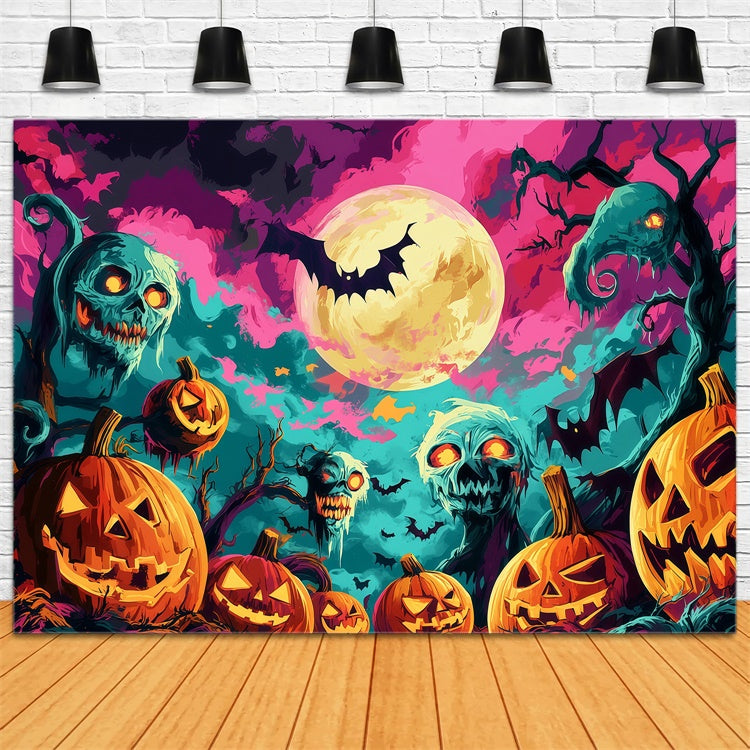 Toile de fond Halloween Champ de Citrouilles Cauchemar BRP57-102