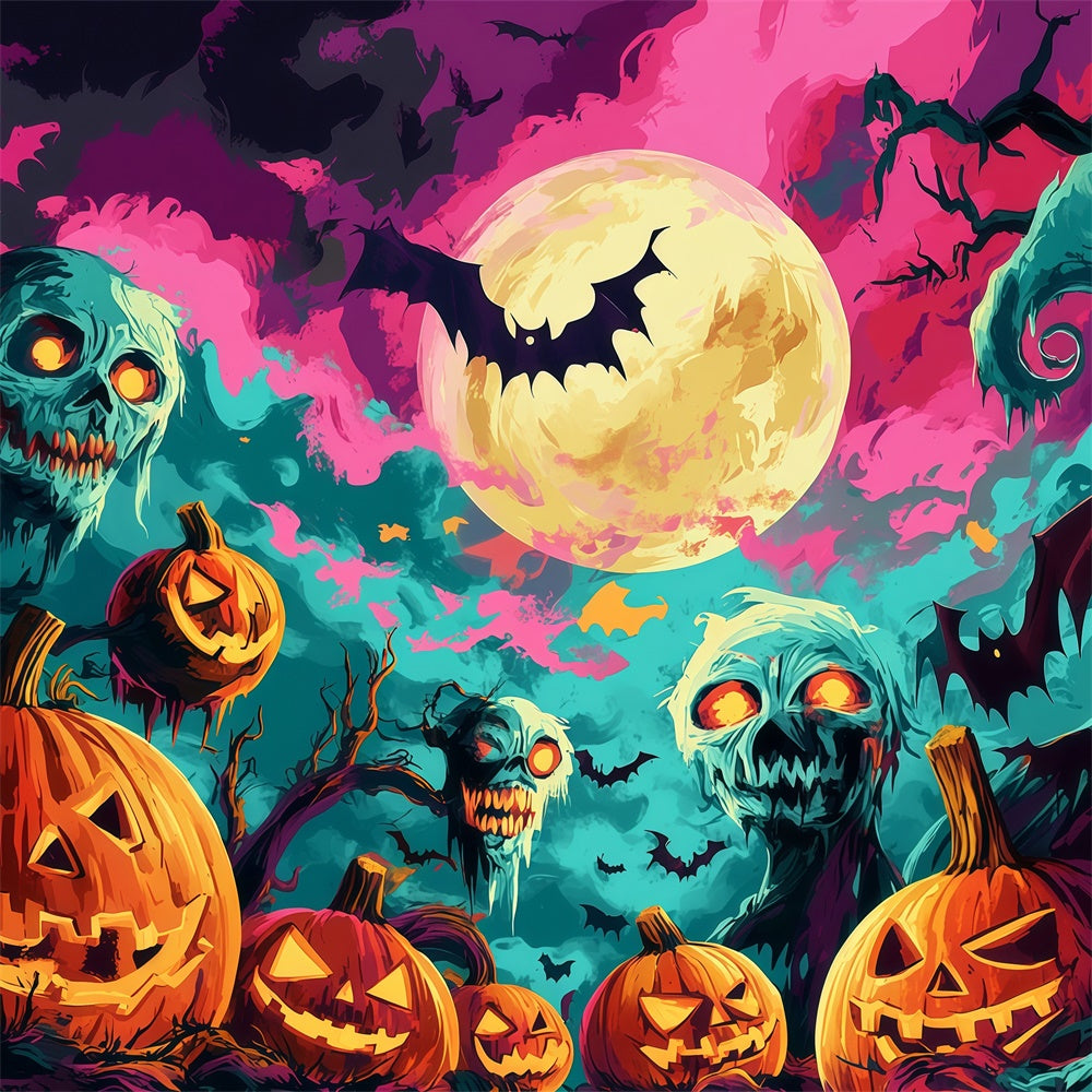 Toile de fond Halloween Champ de Citrouilles Cauchemar BRP57-102
