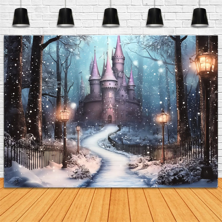 Toile de fond photo Noël Château Lanterne Givrée BRP57-115