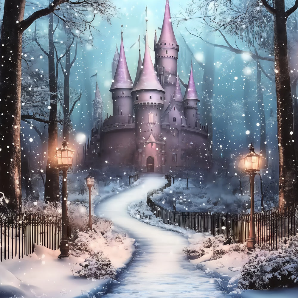 Toile de fond photo Noël Château Lanterne Givrée BRP57-115