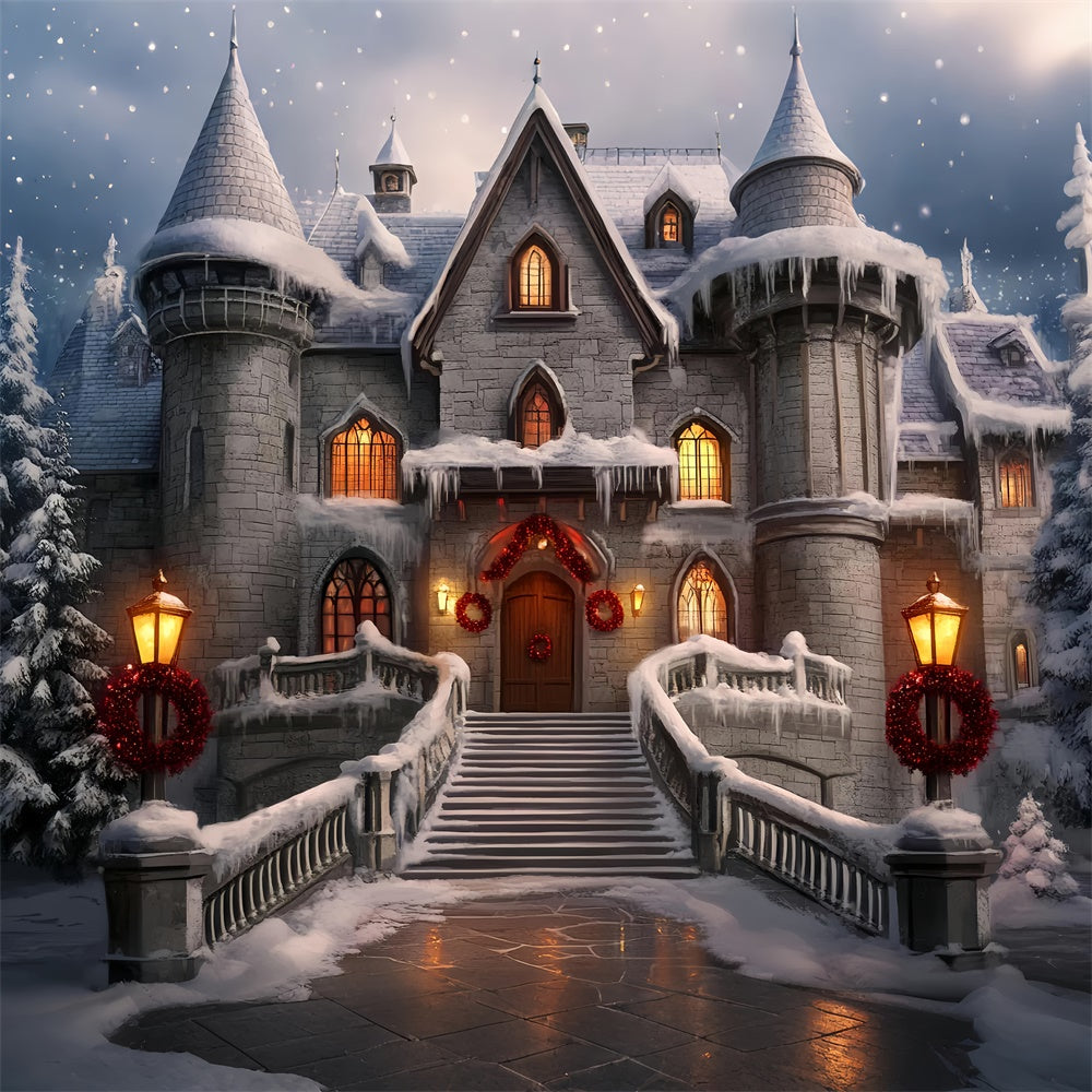 Toile de fond photo Noël Forteresse Couronne Rouge BRP57-116