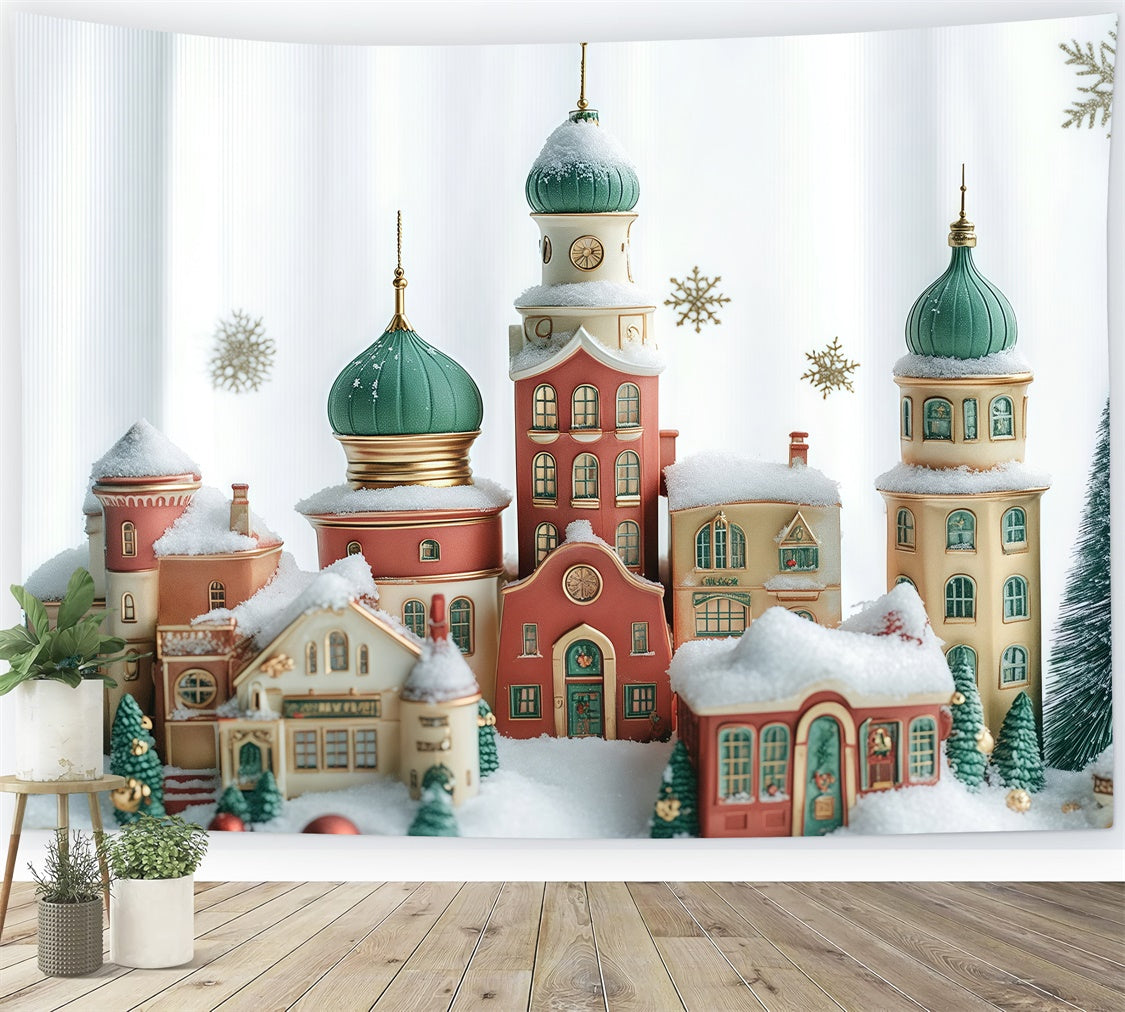 Toile de fond Noël Ville de Noël Flocon de Neige BRP57-127