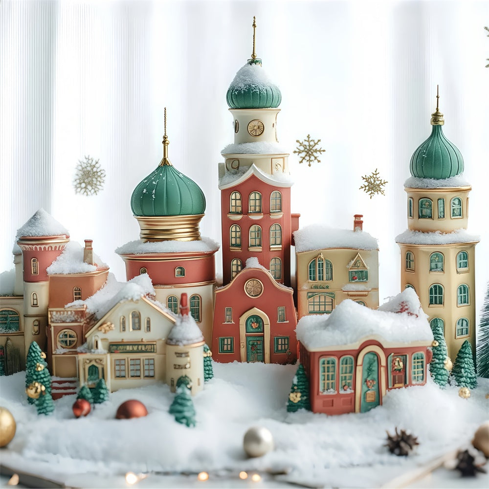 Toile de fond Noël Ville de Noël Flocon de Neige BRP57-127