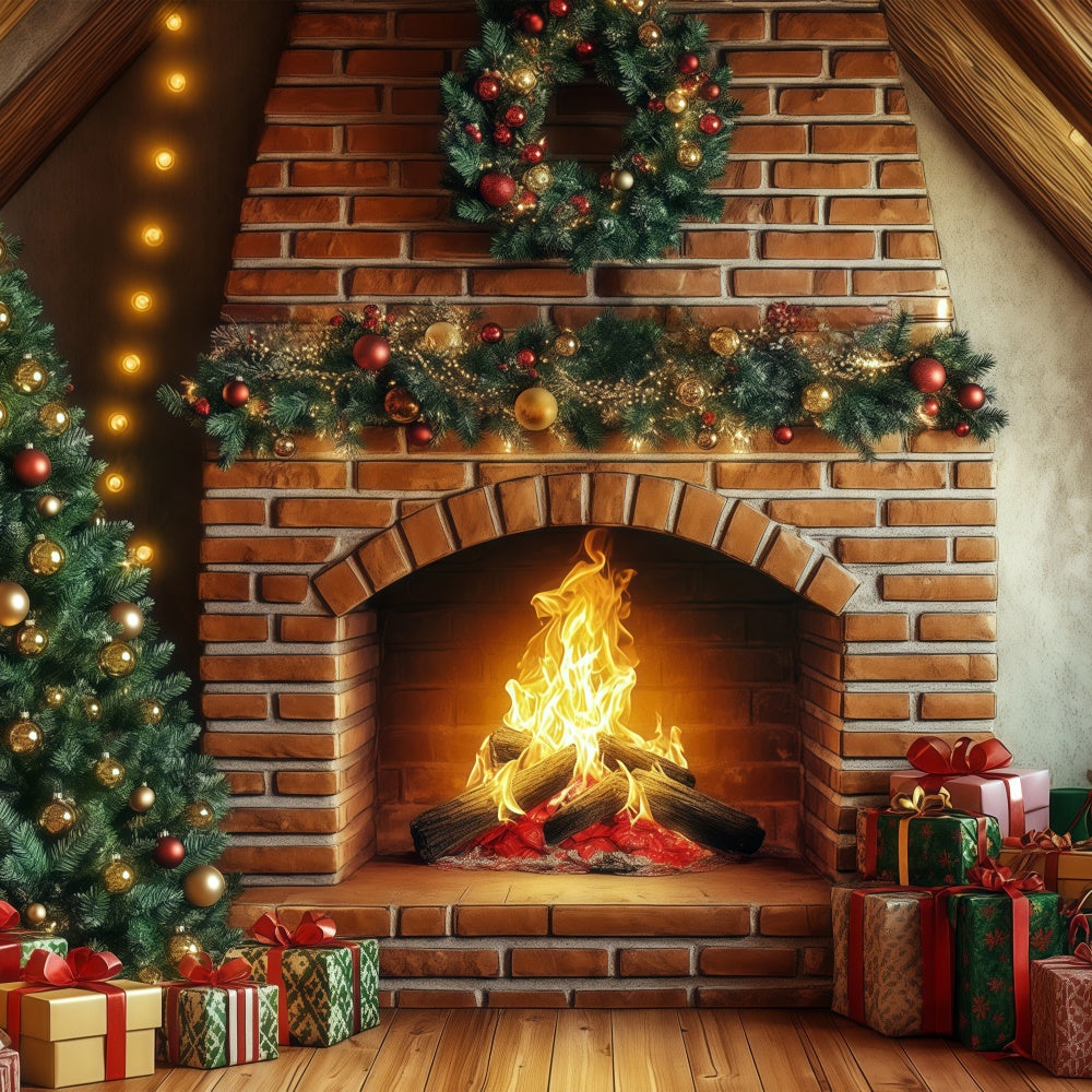 Toile de fond photo Noël Cadeau et Lueur Dorée BRP57-135