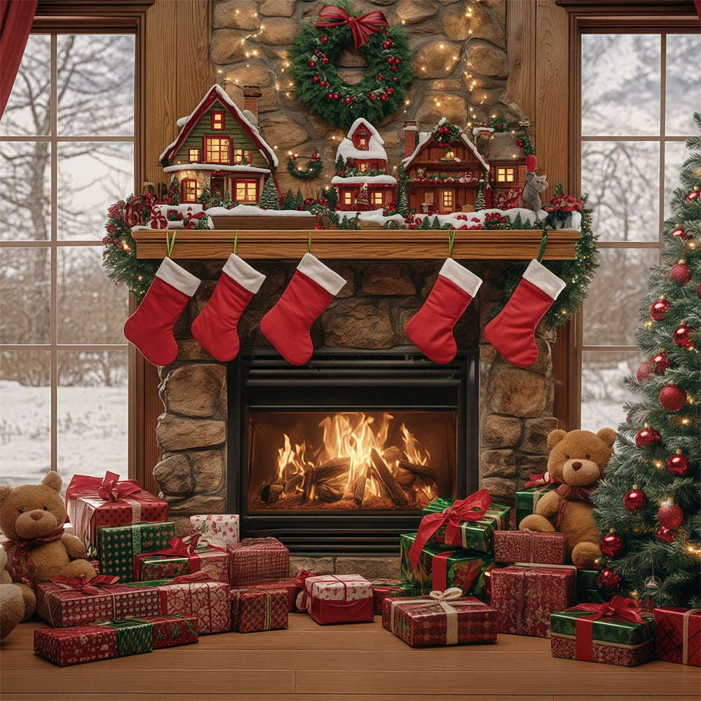 Toile de fond Noël Moments Cadeaux au Coin du Feu BRP57-137