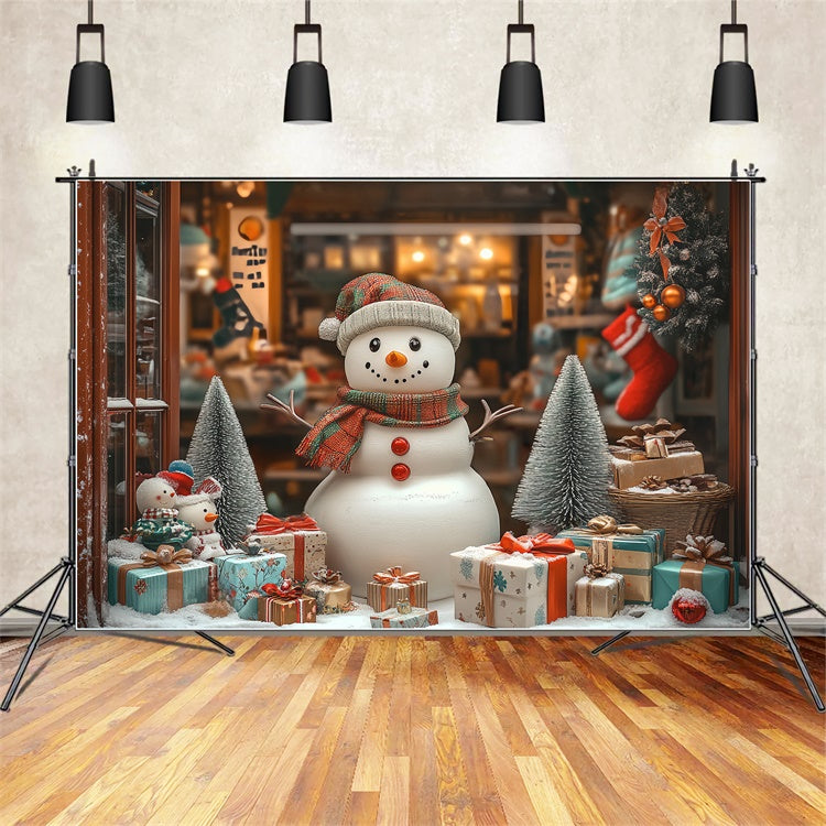 Toile de fond photo Noël Accueil Bonhomme de Neige Douillet BRP57-156