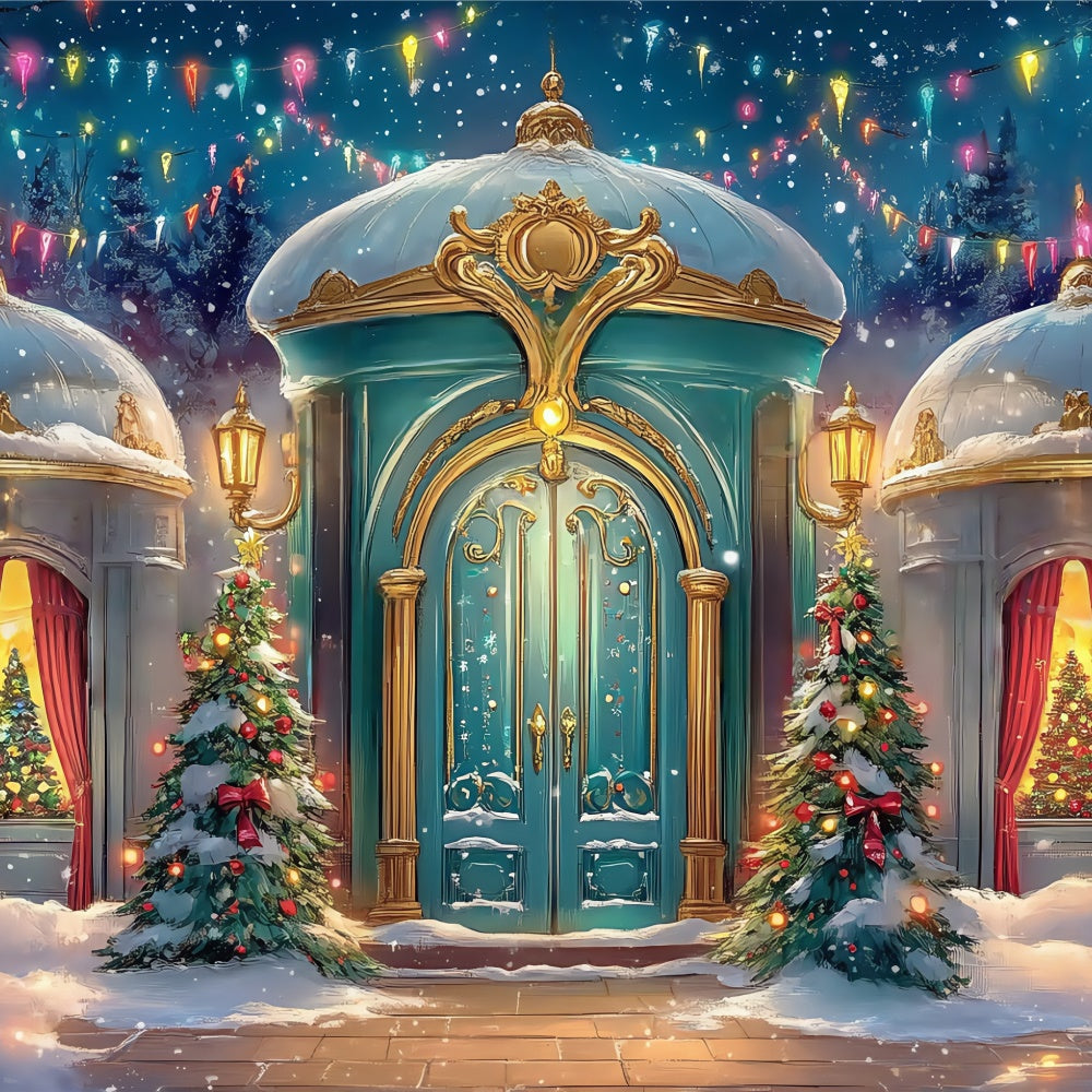 Toile de fond Noël Entrée du Palais de Noël BRP57-157