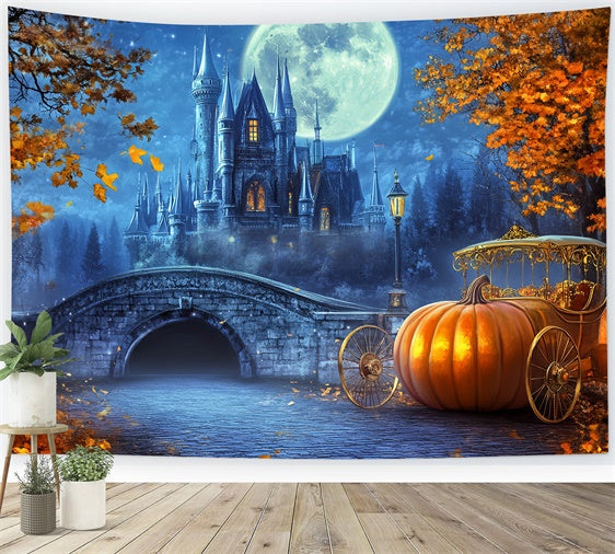 Toile de fond Déco Automne Citrouille Carrosse Clair Lune BRP57-165