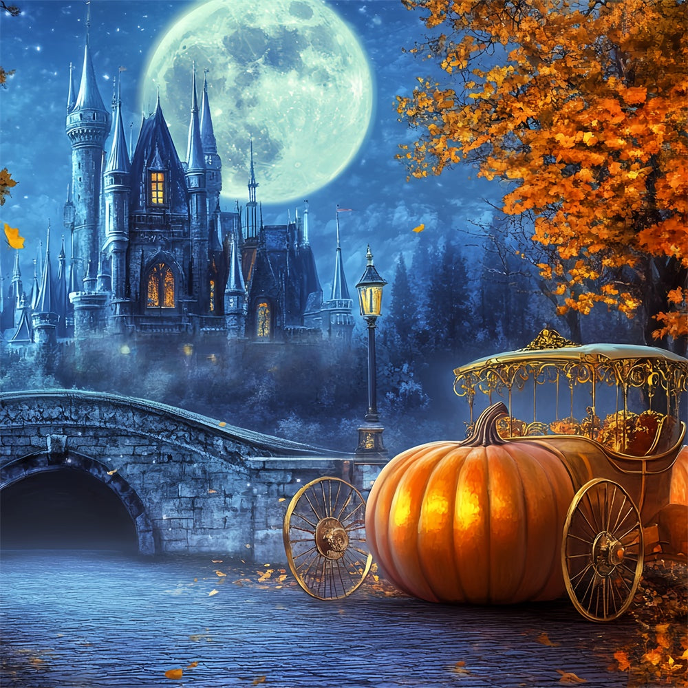 Toile de fond Déco Automne Citrouille Carrosse Clair Lune BRP57-165