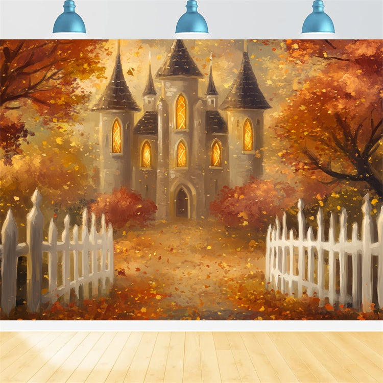 Toile de fond Photo Automne Château Rêve Lueur Dorée BRP57-167