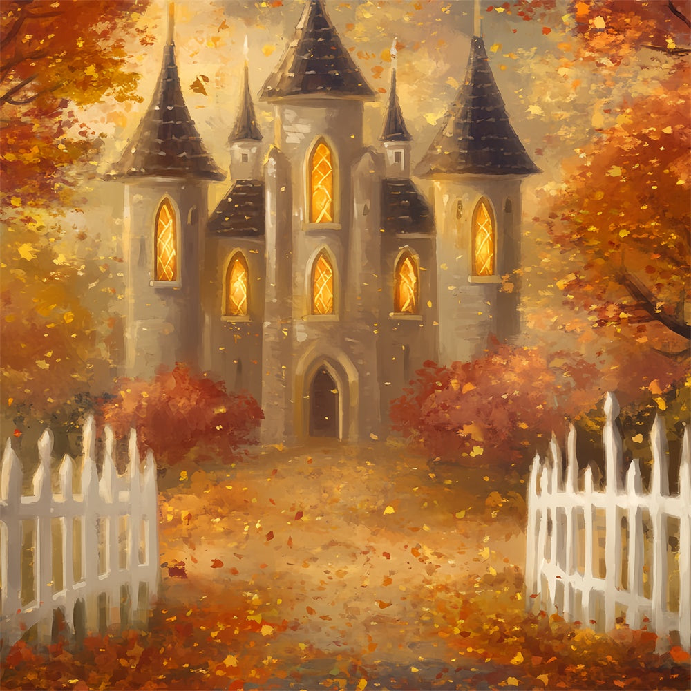Toile de fond Photo Automne Château Rêve Lueur Dorée BRP57-167