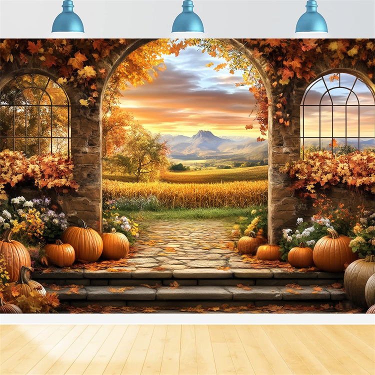 Toile de fond Photo Automne Arche Récolte Crépuscule BRP57-171