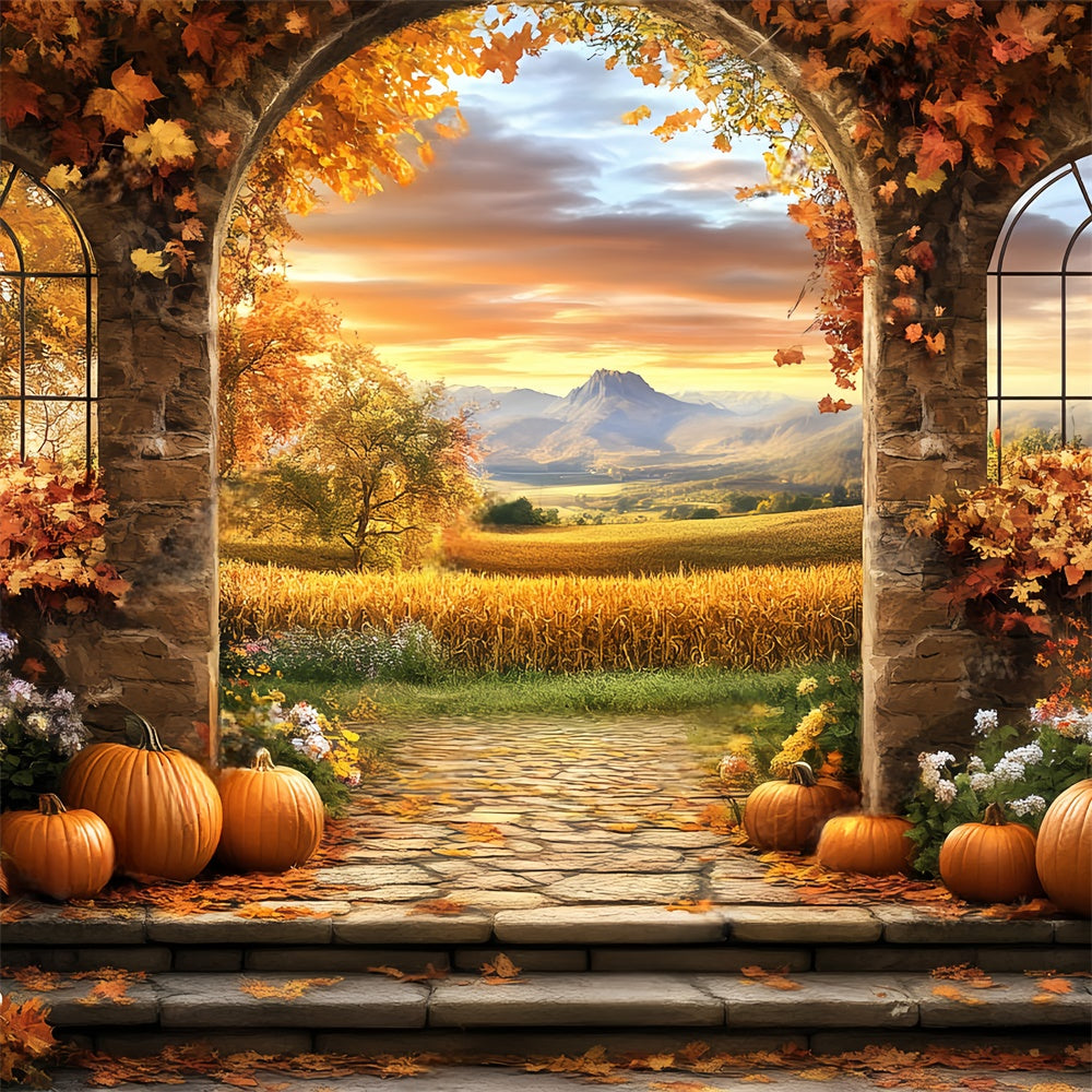 Toile de fond Photo Automne Arche Récolte Crépuscule BRP57-171