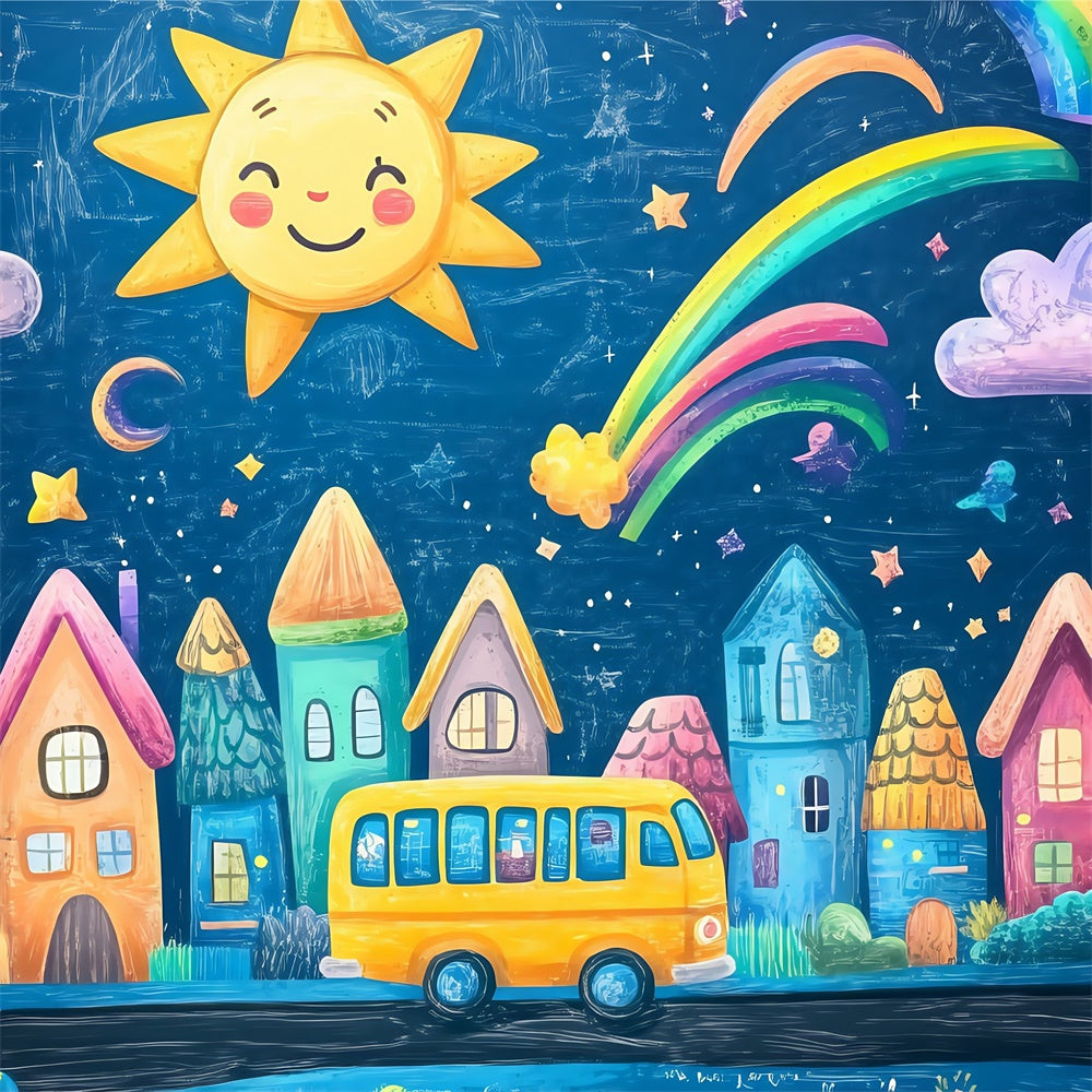Toile de fond Rentrée des Classes Ville Fantastique Bienvenue BRP57-19