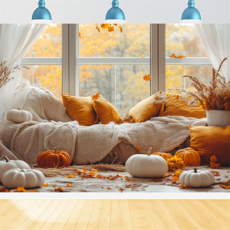 Toile de fond Photo Automne Fenêtre Coussin Chaleureux BRP57-199