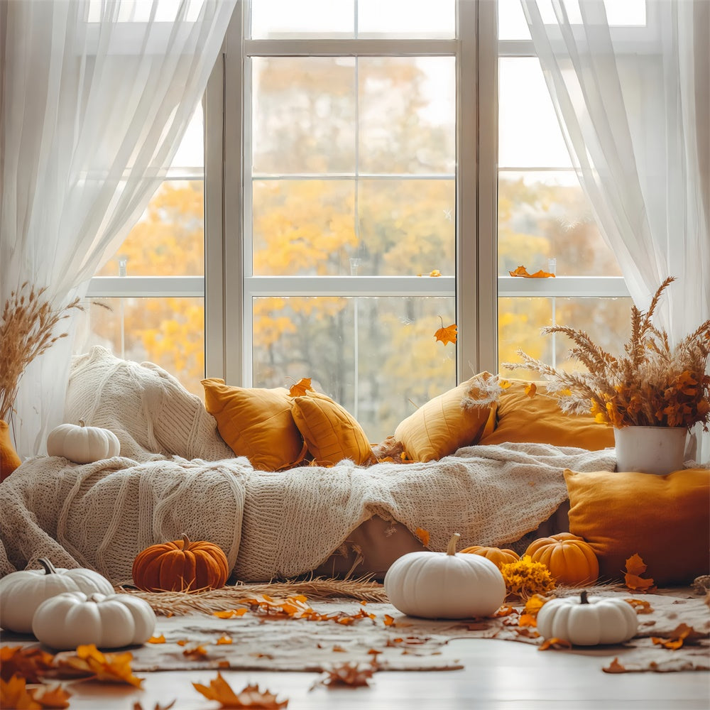 Toile de fond Photo Automne Fenêtre Coussin Chaleureux BRP57-199
