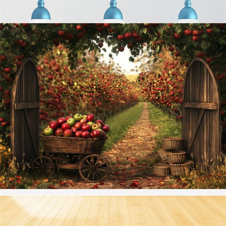 Toile de fond Photo Automne Verger Pommes Douillet BRP57-203