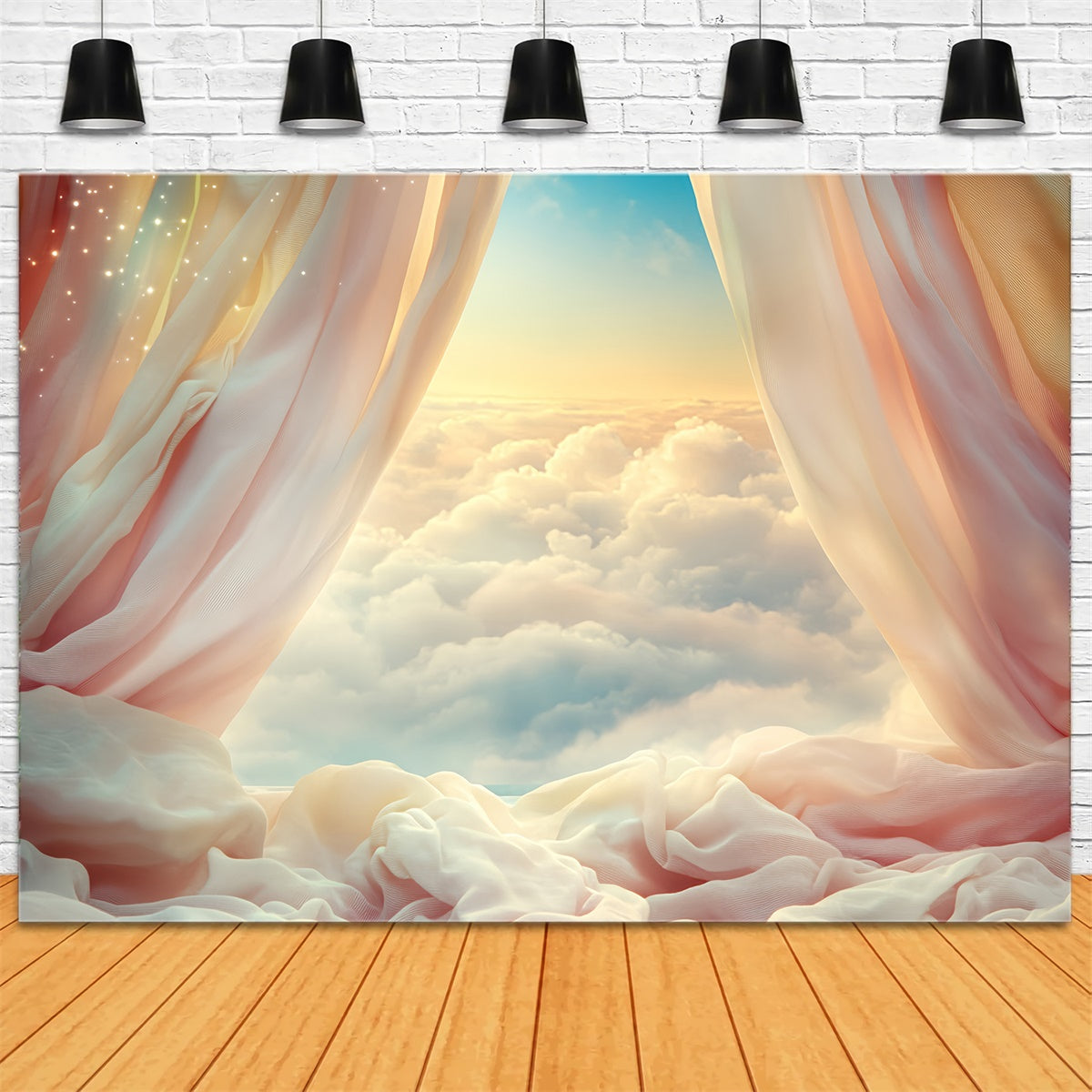 Toile de fond Ciel Nuageux Rideau Horizon Rosé BRP57-205