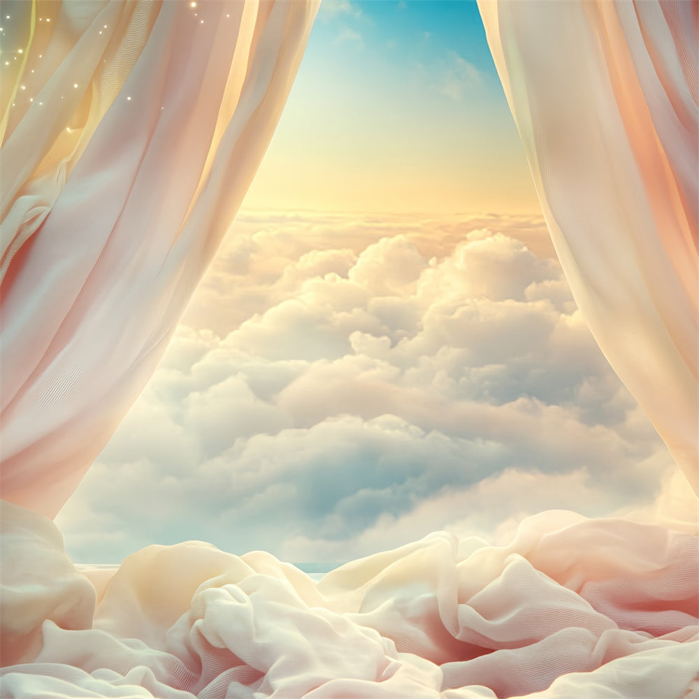Toile de fond Ciel Nuageux Rideau Horizon Rosé BRP57-205