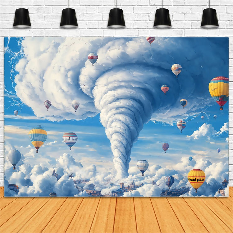 Toile de fond Ciel Nuageux Tourbillon Ballons Fantaisie BRP57-209