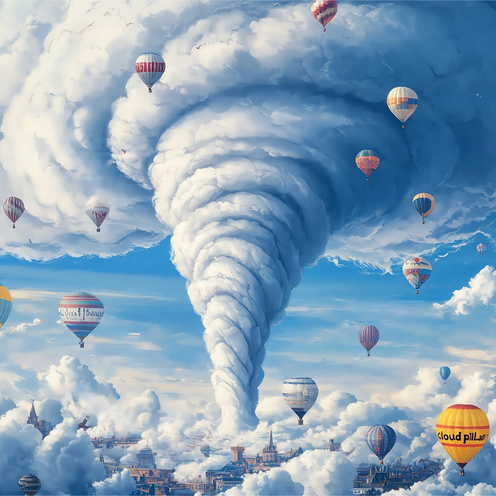 Toile de fond Ciel Nuageux Tourbillon Ballons Fantaisie BRP57-209