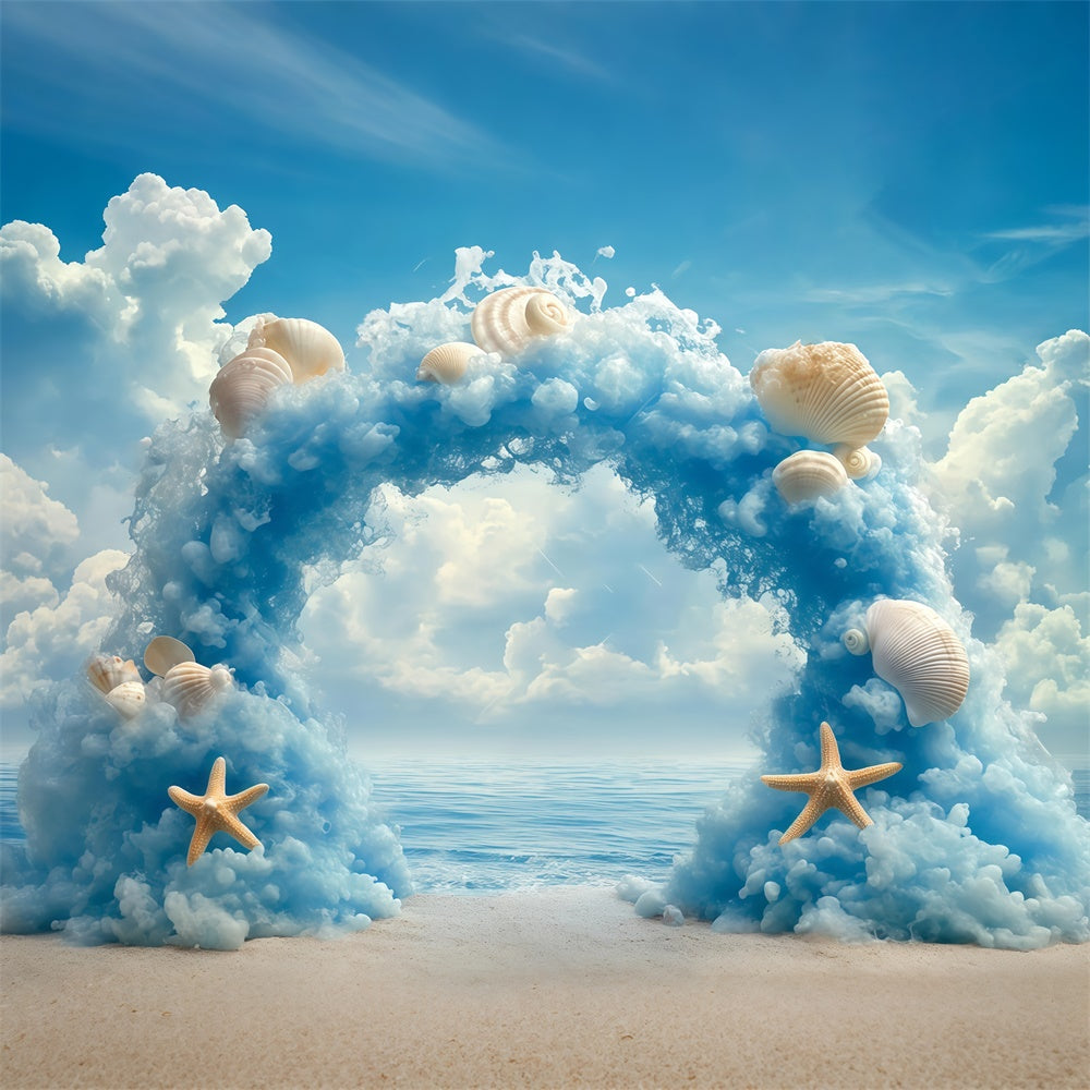 Toile de fond Ciel Nuageux Arche Coquillage Océan BRP57-223