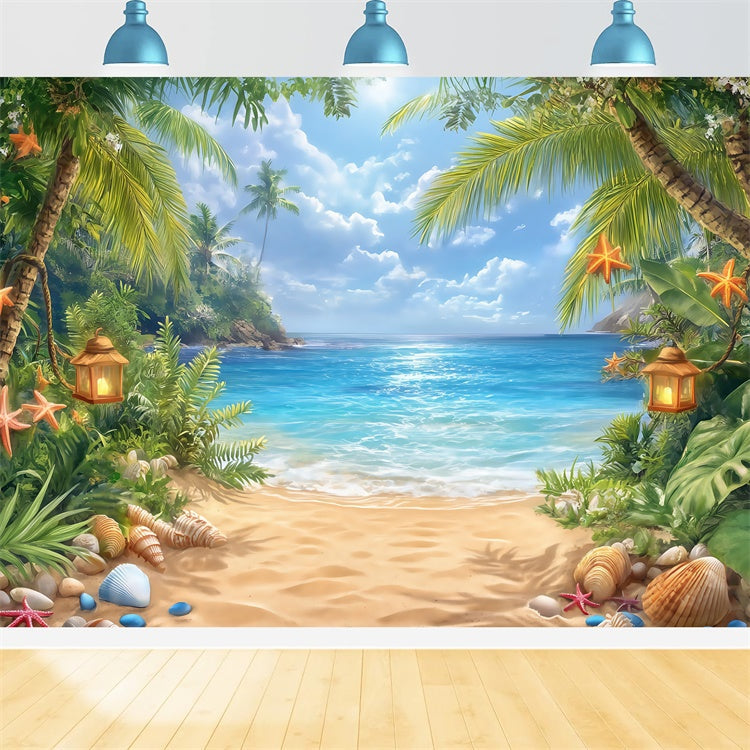 Toile de fond Ciel Plage Brise Palmier BRP57-227
