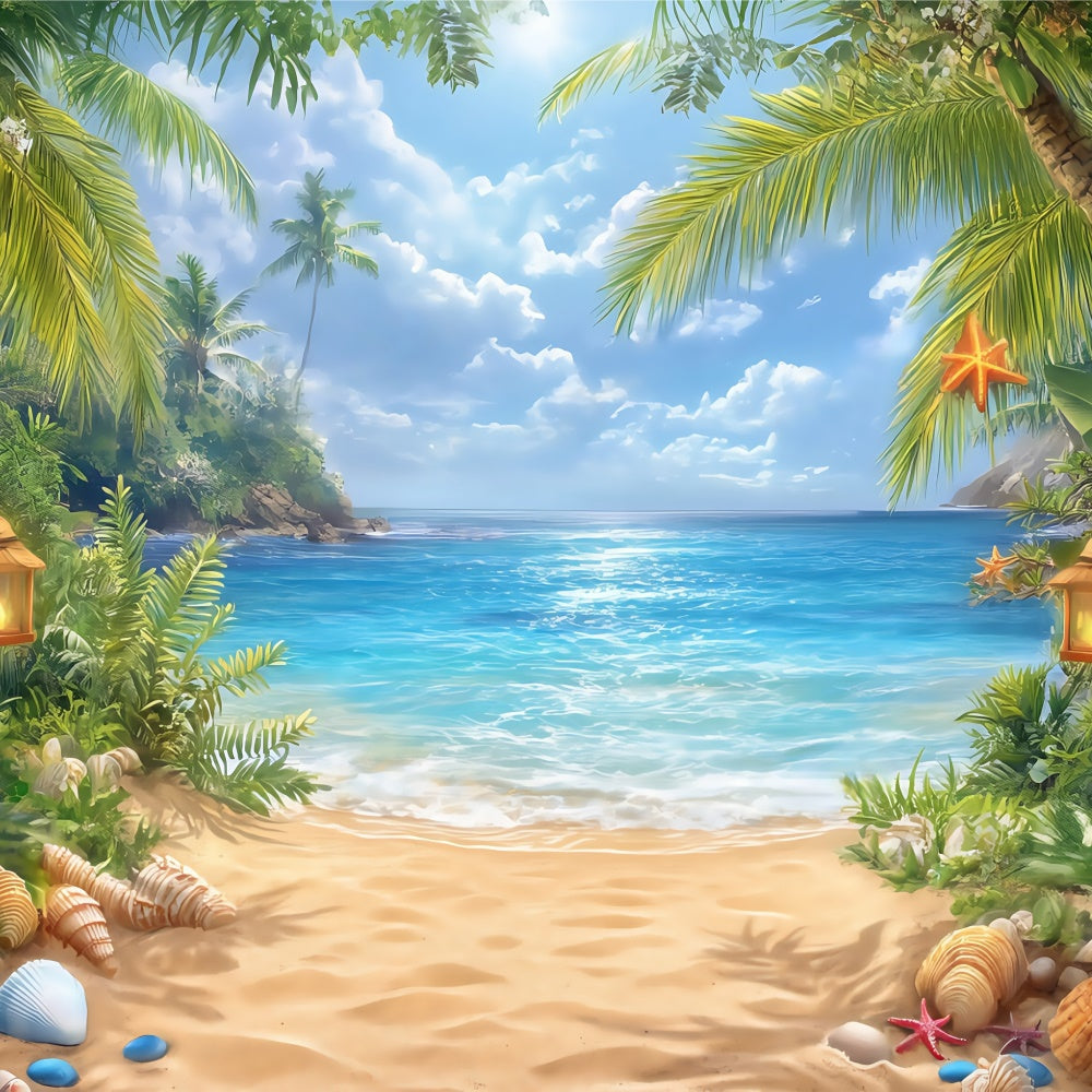 Toile de fond Ciel Plage Brise Palmier BRP57-227