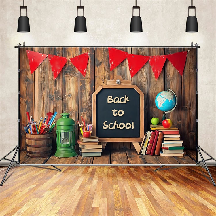 Toile de fond Rentrée des Classes Bureau d’École Rustique BRP57-23