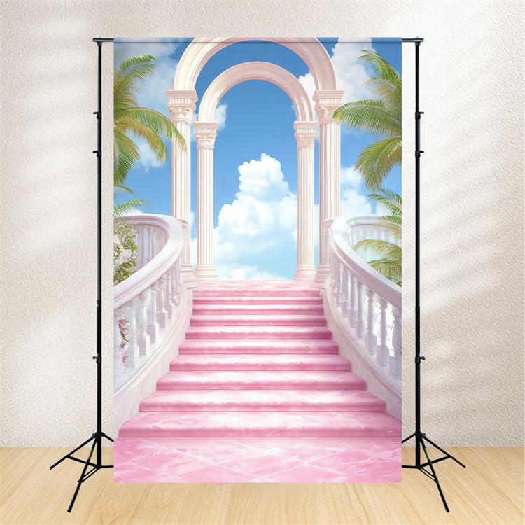 Toile de fond Ciel Escalier Palais Rose BRP57-231