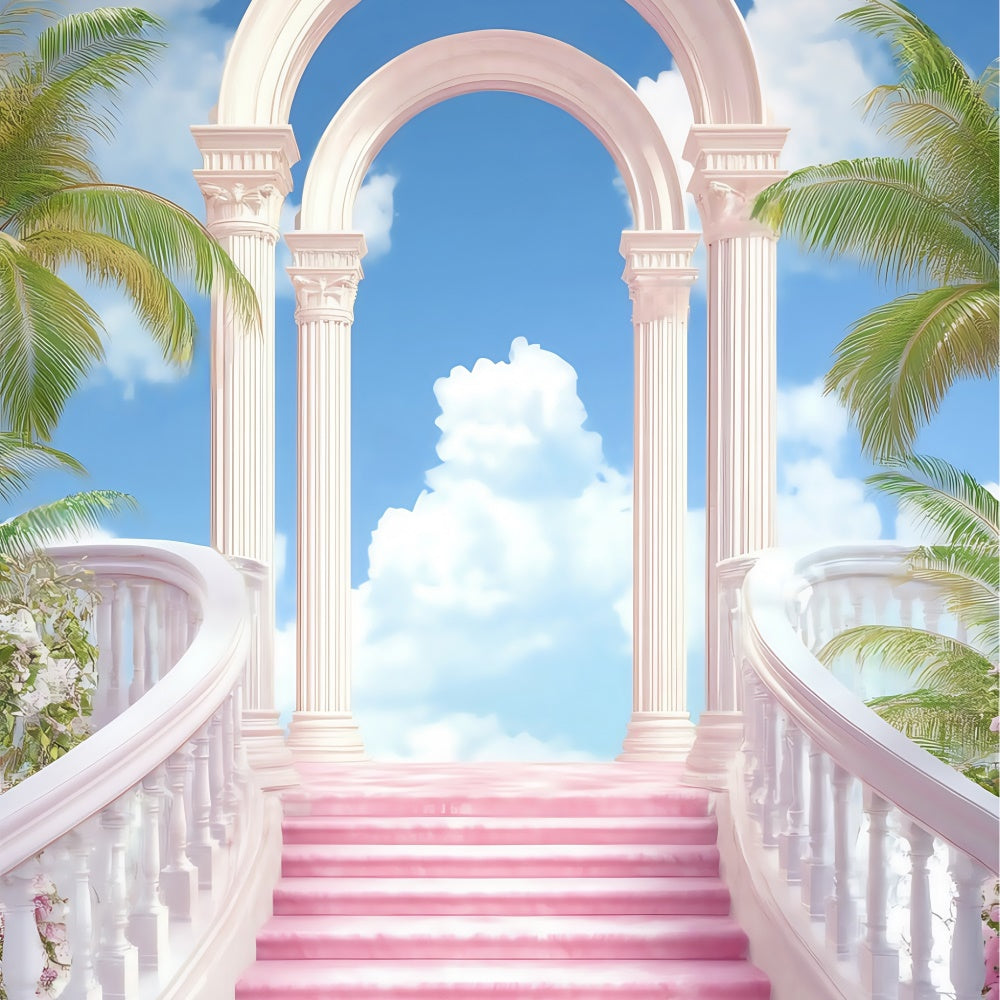 Toile de fond Ciel Escalier Palais Rose BRP57-231