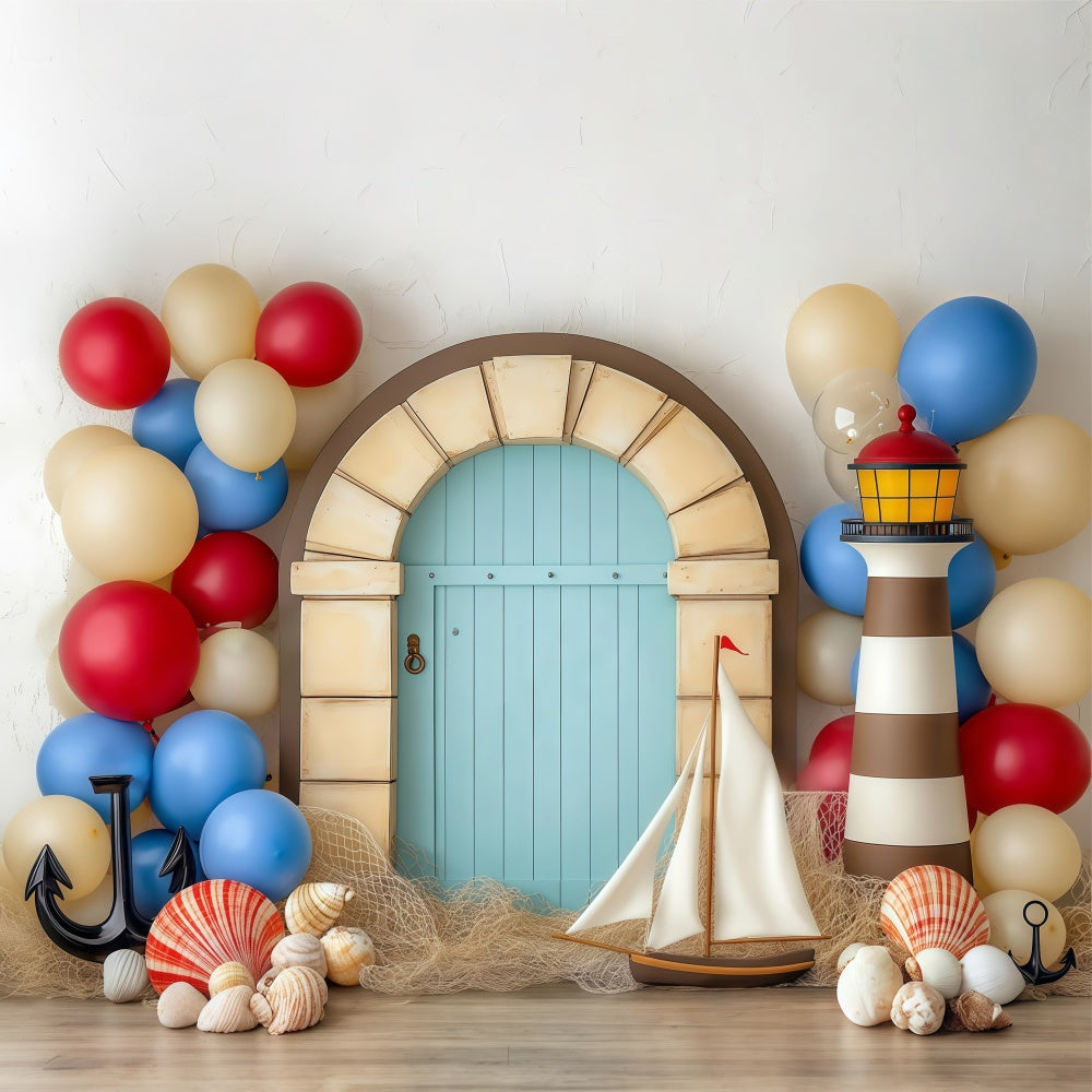 Toile de fond photo bébé Arche de Ballon Coquillage BRP57-236