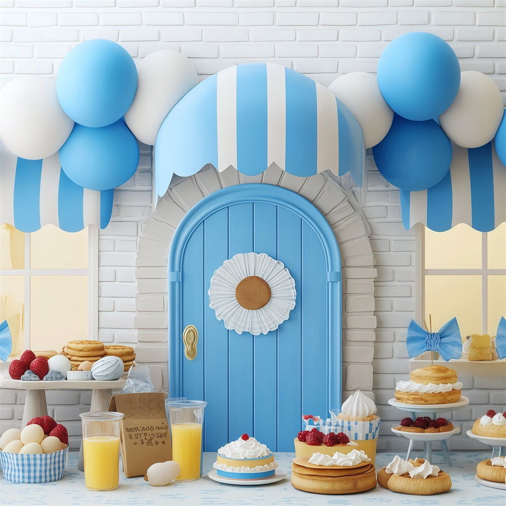 Fond studio photo enfant Friandises Boutique Bleue BRP57-241