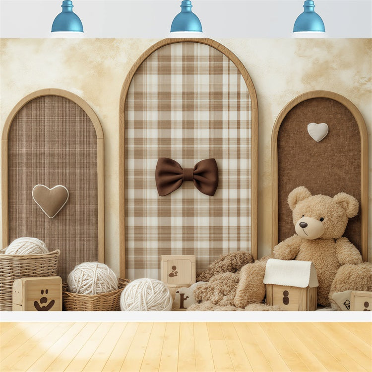Fond studio photo enfant Panier Laine Carreaux Chaleureux BRP57-243