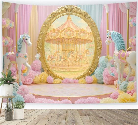 Fond studio photo enfant Cheval de Carrousel Fantaisie BRP57-245