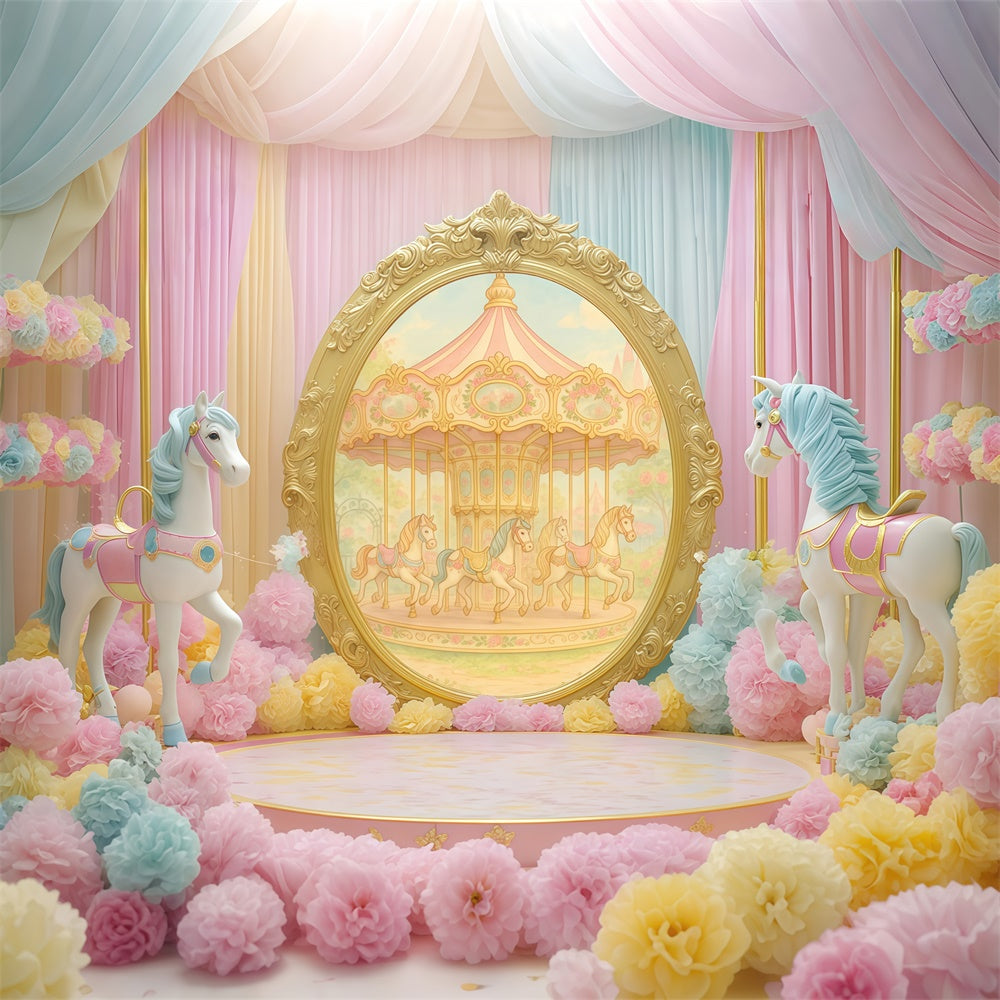 Fond studio photo enfant Cheval de Carrousel Fantaisie BRP57-245
